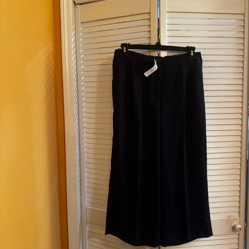 Navy Wide-Leg straight crop pants